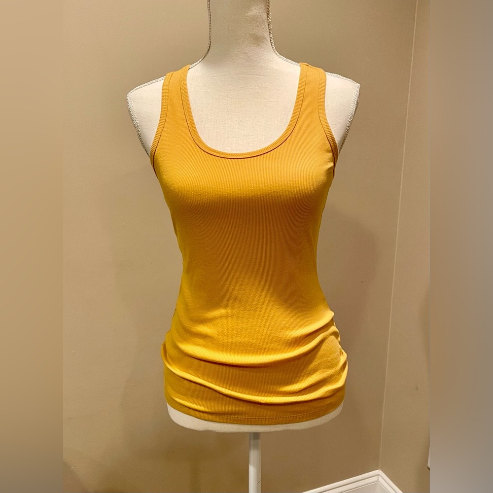 Sleeveless Tank Top Mustard Yellow Racerback Ribbed